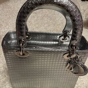 Christian Dior metallic microcannage Lady dior